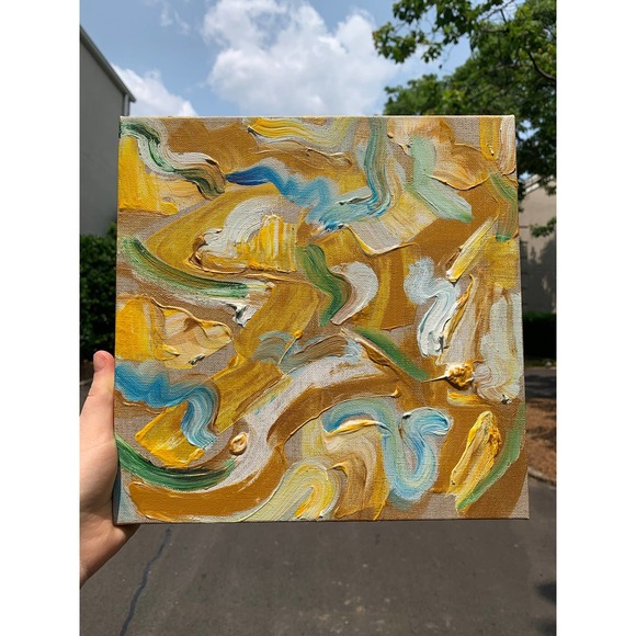 Original Gold Abstract Painting | Handmade Gold Artwork for Modern Home Decor - Picture 6 of 8